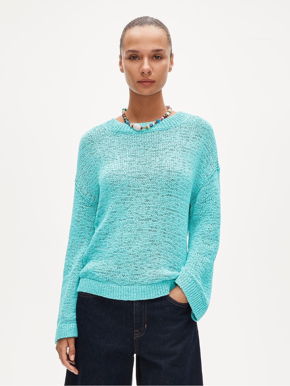 J.Crew Montauk Pullover Sweater Liquid Teal Size M NWT CT964
